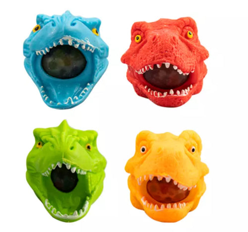 SQUEEZE DINOSAUR HEAD WITH BEADS 9CM