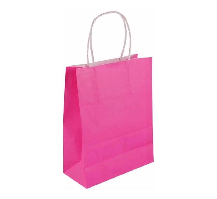 HOT PINK PAPER PARTY BAG WITH HANDLE 